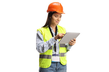 Young female engineer using a tablet