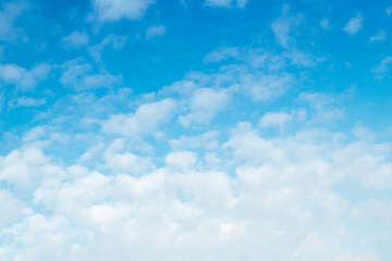 Blue sky with fluffy cloudscape nature background