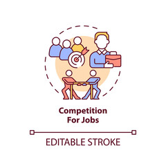 Competition for jobs concept icon. Legalizing unauthorized immigrants negative impact abstract idea thin line illustration. Isolated outline drawing. Editable stroke. Arial, Myriad Pro-Bold fonts used