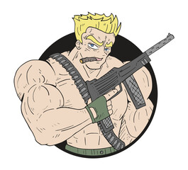 Muscle army soldier draw