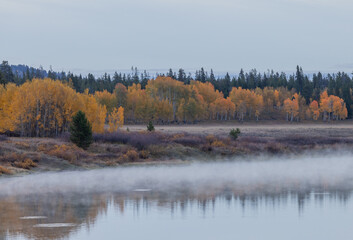 Scenic Autumn Reflection Landscape in Grand Teton National Park Wyoming