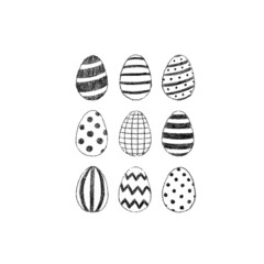 Hand drawn vector illustration of Easter egg set on white background. - 492081523
