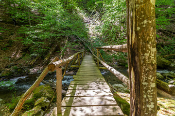 Bridge on the over a river near a footpath