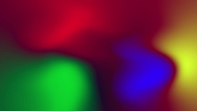 Blurred gradient gradation abstract background smooth transition from the right to left and back of bright blue red yellow green colors. 4k moving animation concept with smooth movement and copy space