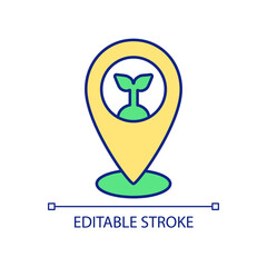 Technology of field mapping RGB color icon. Innovations in farming industry. Food plants cultivation. Isolated vector illustration. Simple filled line drawing. Editable stroke. Arial font used