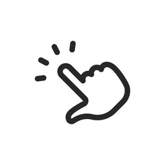 Hand clicking icon. Finger pointer pictogram. Click tap vector symbol.