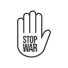 Stop war sign on hand icon.
