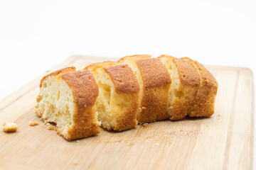 pound cake isolated on white background, front view
