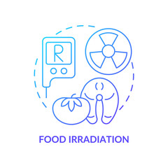 Food irradiation blue gradient concept icon. Analysis service abstract idea thin line illustration. Expose product to ionizing radiation. Isolated outline drawing. Myriad Pro-Bold font used