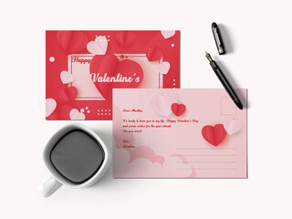 Valentine's day postcard design template