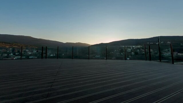 Sun setting behing the mountains.