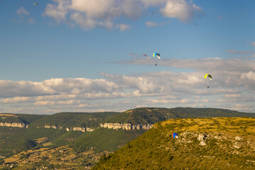 Panoramic view of Millau city in Aveyron, France