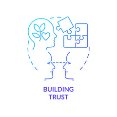 Building trust blue gradient concept icon. Communication with candidates and employees. HR skills abstract idea thin line illustration. Isolated outline drawing. Myriad Pro-Bold font used