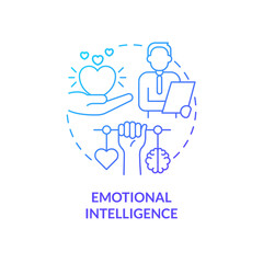 Emotional intelligence blue gradient concept icon. Communicate effectively at work. HR skills abstract idea thin line illustration. Isolated outline drawing. Myriad Pro-Bold font used