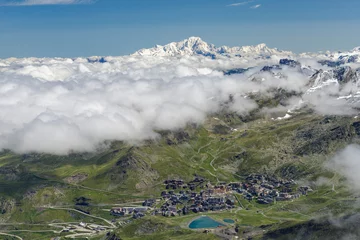Zelfklevend Fotobehang Mont Blanc vue sur val Thorens mont blanc