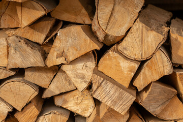 Stack of firewood. Pile of firewood. Background