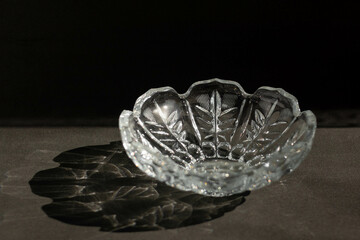 Fototapeta premium Crystal plate on black background.