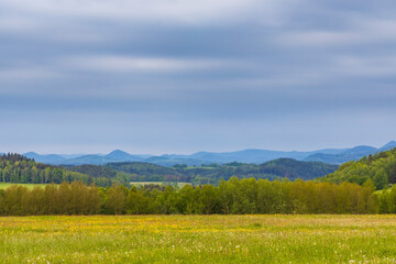 spring landscape Jizerske Mountains, Northern Bohemia, Czech Republic