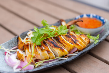 Thai style cuisine grilled squid