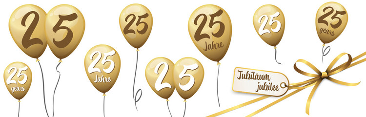 jubilee balloons 25 years - obrazy, fototapety, plakaty
