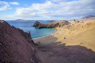 Fototapeta na wymiar Playa del Papagayo on the island of Lanzarote belonging to the Canary Islands