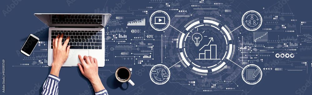 Canvas Prints content marketing concept with person using a laptop computer