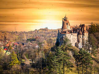 The famous medieval Bran Castle, known as Dracula Castle, in Transylvania.