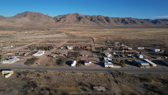 Aerial of a tiny town in the American southwest
