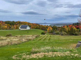 landscape with a house - Newport Vermont in the fall