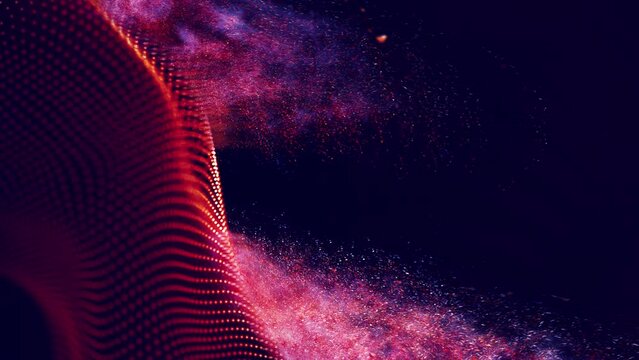 Fire abstract background seamless loop. Technology background. Red abstract particles.