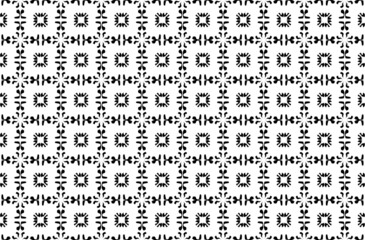 Vector monochrome seamless pattern, simple black &amp; white repeat geometric texture, endless mosaic background, retro style. Abstract ornamental backdrop. Design element for prints, decor, textile, 
