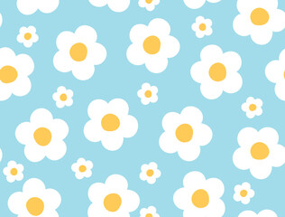 Daisy Vector, Daisy Wallpaper, Daisy Seamless Pattern, Daisy Repeat Pattern, Cute Flower Pattern, Cute Flower Vector, White Daisies Background, Vector Illustration Background