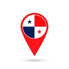 Map pointer with contry Panama. Panama flag. Vector illustration.