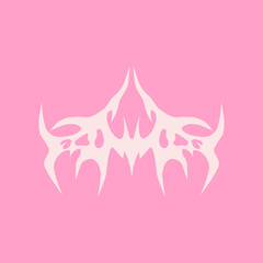 Abstract tattoo sketch. Artistic death metal logo design. Pink illustration in Metalcore style on a pink background.