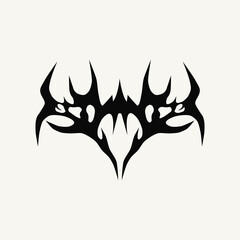 Abstract tattoo sketch. Artistic death metal logo design. Black illustration in Metalcore style on a white background.