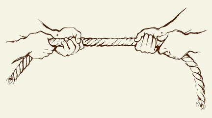 Tug of war. Vector drawing