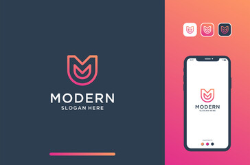 modern m logo design in monoline style.