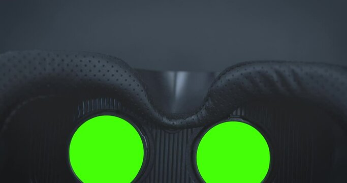 Virtual Reality AR Glasses Headset with green screen placeholders on the lenses