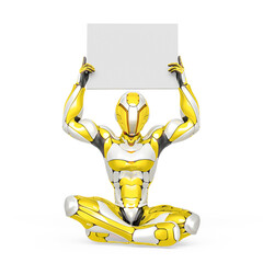 future astronaut is doing some yoga and holding a white placard sign over his head