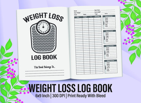 Weight Loss Logbook for KDP interior. Weight Loss Logbook planner template design for KDP Interior.