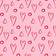 Watercolor seamless pattern with hearts