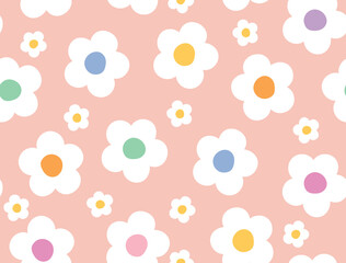 Daisy Vector, Daisy Wallpaper, Daisy Seamless Pattern, Daisy Repeat Pattern, Cute Flower Pattern, Cute Flower Vector, White Daisies Background, Vector Illustration Background