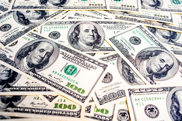 American dollars as a background. Finance and banks. The growth of the dollar.