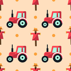 Vector  farm illustration.  Seamless vector farm pattern.