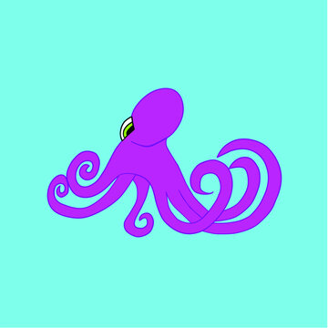 Mauve octopus on the light blue background