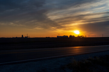 An Iowa farm sunset.