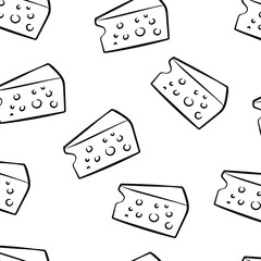 
Cheese piece texture seamless pattern. Seamless pattern on a white background. vector illustration.