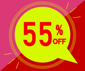 Special offer with 55% off sales. Advertisement in red and yellow
