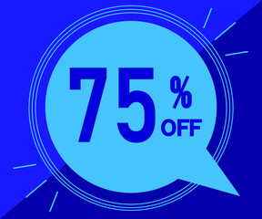 Special offer with 75% off sales. Advertisement in blue