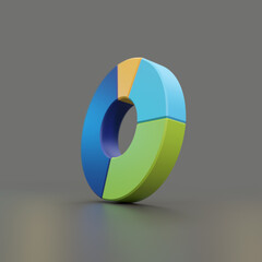 3d rendering, pie chart sheet, icon